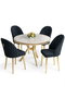 Hanah Home Mos Juego de Mesa y Sillas Blanco Mármol, Dorado y Antracita